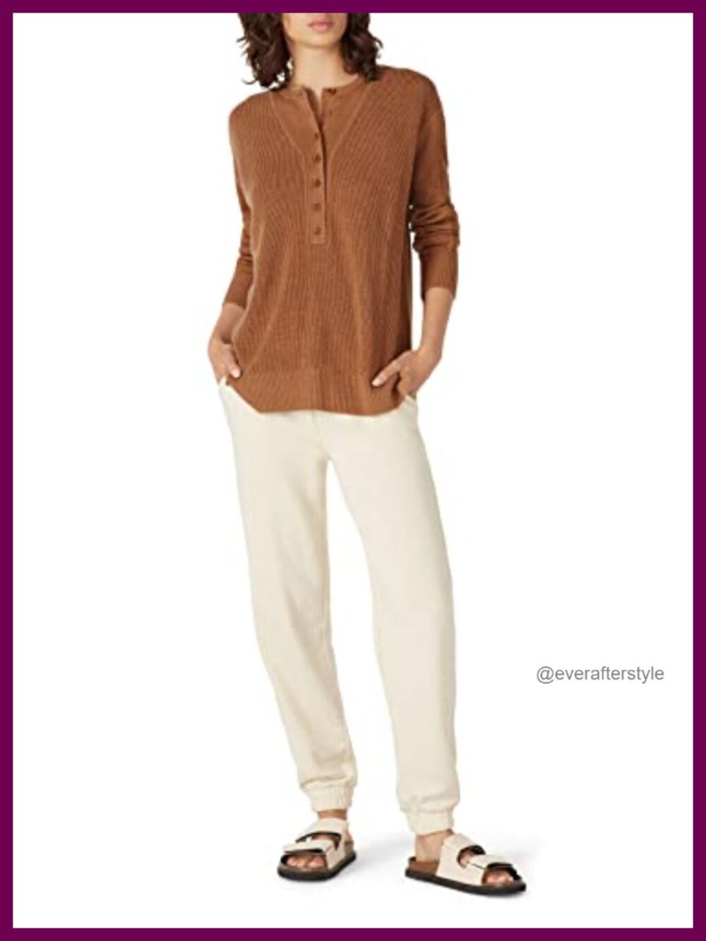 Pre-Loved Henley Sweater Long Sleeve Crew Neck Pullover